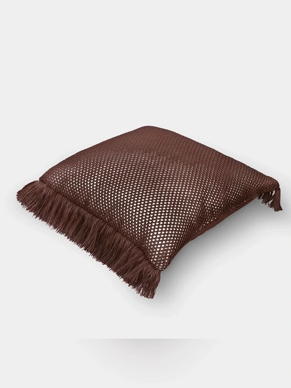 Threshold Terracotta Rust Crochet Fringe Throw Pillow Boho